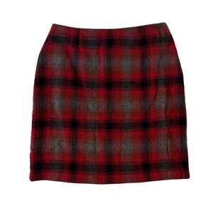 Vtg Y2K 2000s  Red Plaid Wool Mini Skirt Sz 10 Preppy Academia Holiday Grunge